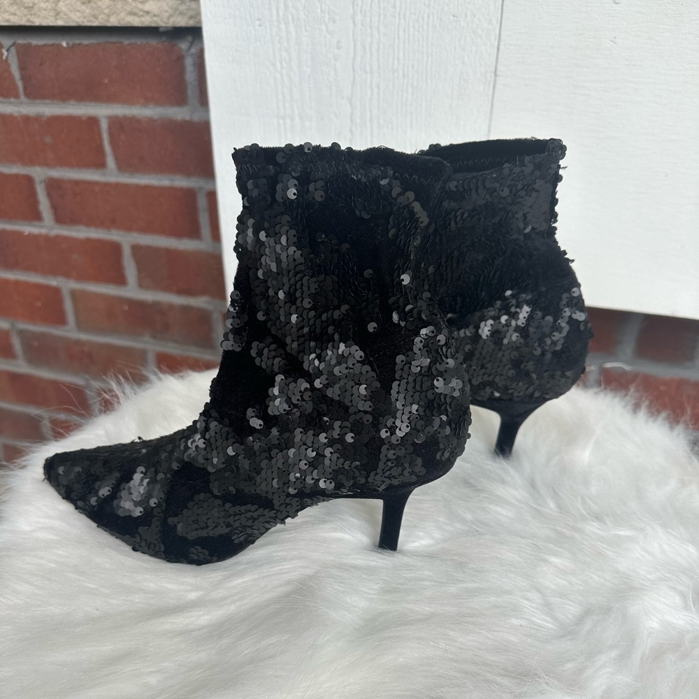 ZARA Sequin Velvet Sock Ankle Booties - Picture 5 of 7